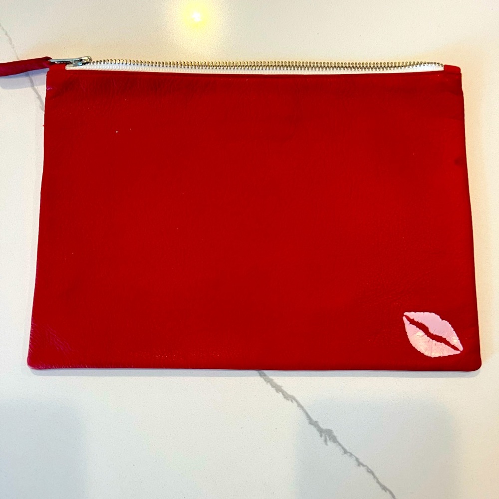 Grimaldi Red Leather Lips clutch. NWOT